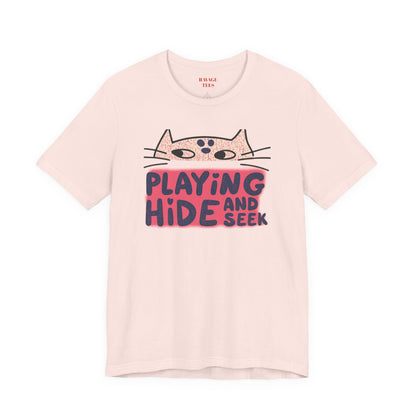 Playing Hide and Seek Cat T-Shirt — Cute Graphic Tee for Cat Lovers
