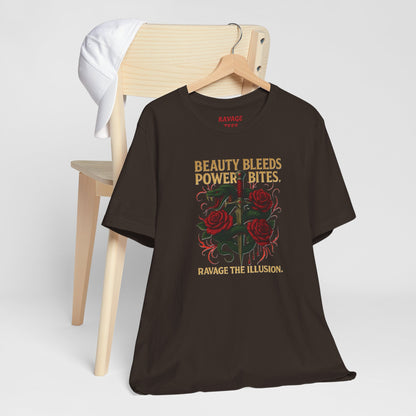 "Beauty Bleeds" Tee: Dark Aesthetic Unisex Graphic T-Shirt