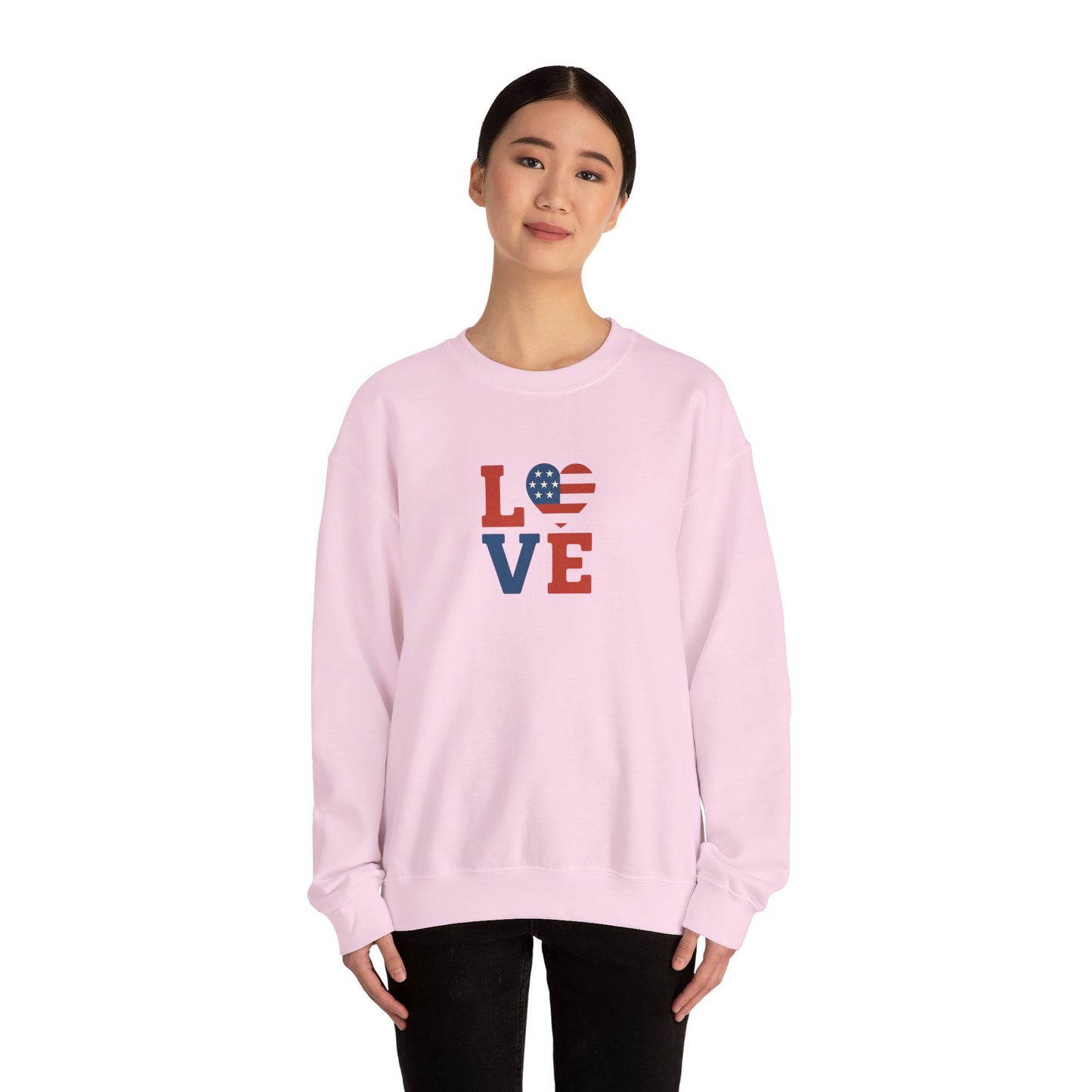 Patriotic Love Sweatshirt | Unisex Crewneck, Cozy Top for Celebrations, Gifts, Independence Day, Casual Style, Everyday Comfort