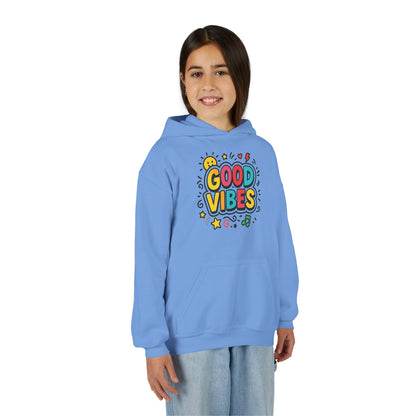 Kids Good Vibes Hoodie – Fun Graphic Sweatshirt with Positive Message, Cozy Casual Outfit, Birthday Gift for Children