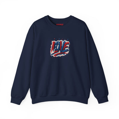 Patriotic Love Sweatshirt | Unisex Crewneck, Cozy Top for Celebrations, Gifts, Independence Day, Casual Style, Everyday Comfort