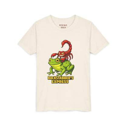Youth Tee - "Backstabber's Express" Frog & Scorpion Graphic