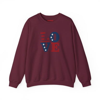 Patriotic Love Sweatshirt | Unisex Crewneck, Cozy Top for Celebrations, Gifts, Independence Day, Casual Style, Everyday Comfort