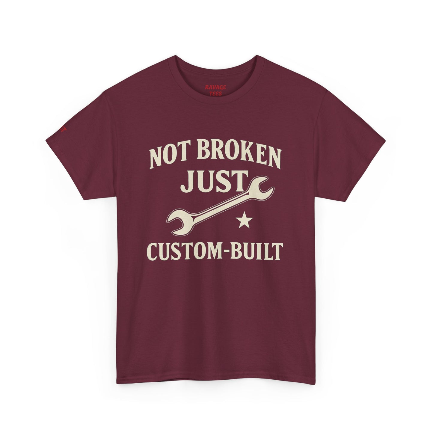 Not Broken Just Custom-Built Unisex Tee – Funny Mechanic T-Shirt, DIY Enthusiast Gift, Casual Workwear Shirt