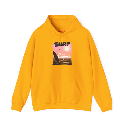 Surf California Hoodie – Relaxed Vibe for Beach Lovers, Perfect for Summer, Gift for Surfers, Comfortable Surfing Apparel, Unisex Sweatshirt