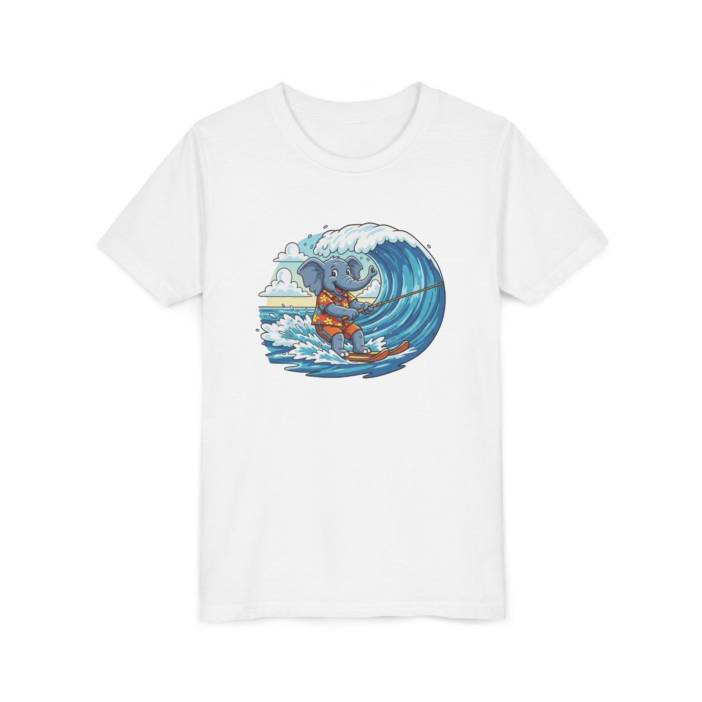 Youth Tee - Elephant Skiing Tee for Kids, Birthday Present, Animal Lovers Shirt, Playful Kids Shirt