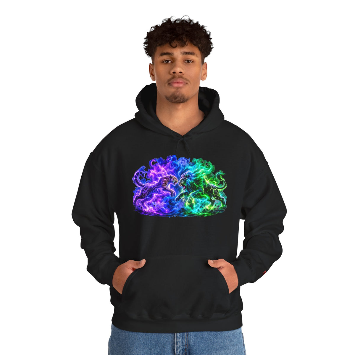 Neon Nebula Predator Clash Graphic Hoodie