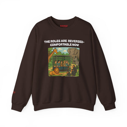 Reversal of Roles-Fun Animal Crewneck Sweatshirt, Unisex Sweatshirt