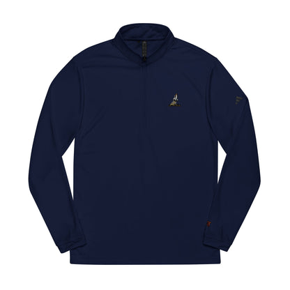 Embroidered Quarter‑Zip Pullover — White adidas® Performance Top