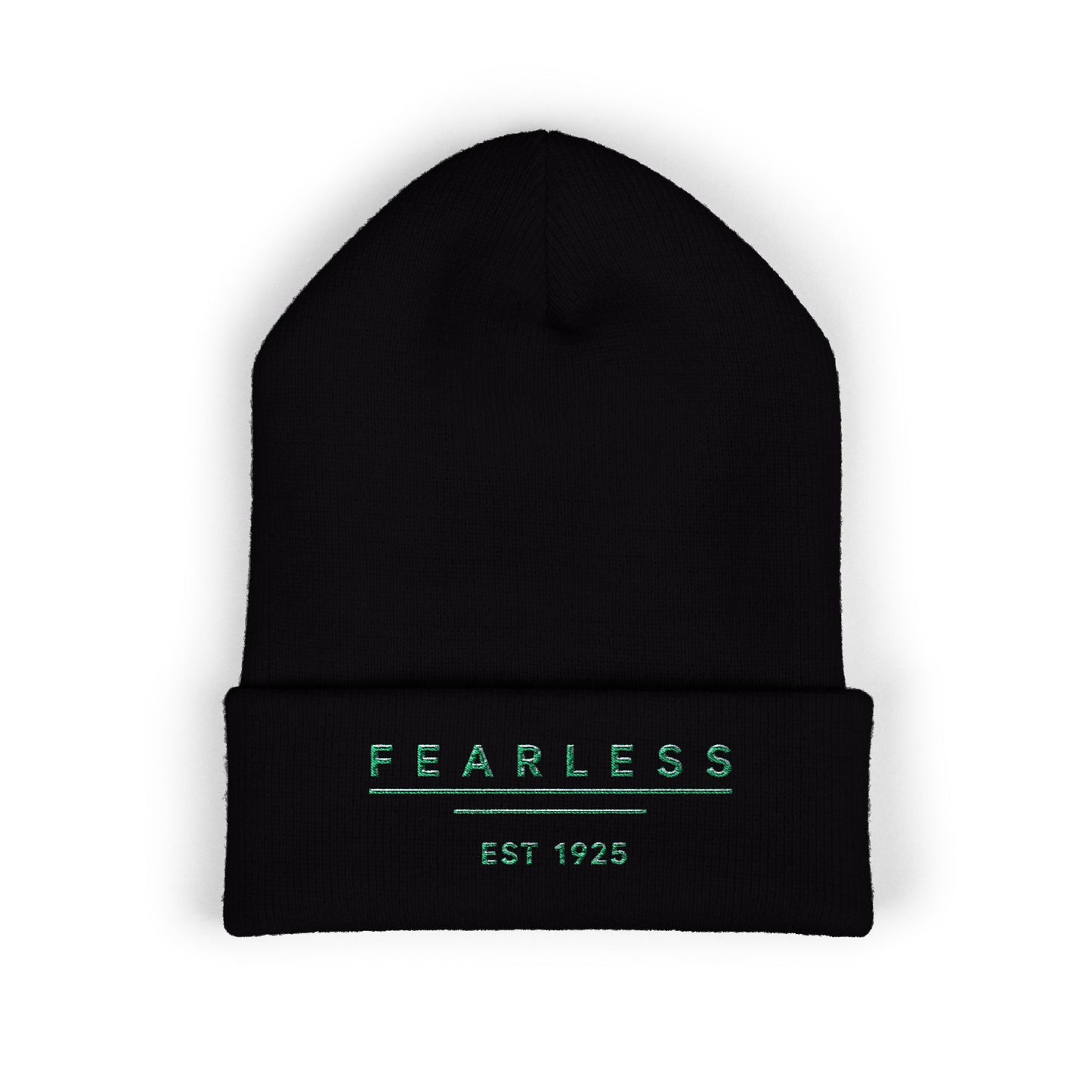 Fearless Embroidered Cuffed Beanie — Minimal Vintage 'EST 1925' Knit Hat