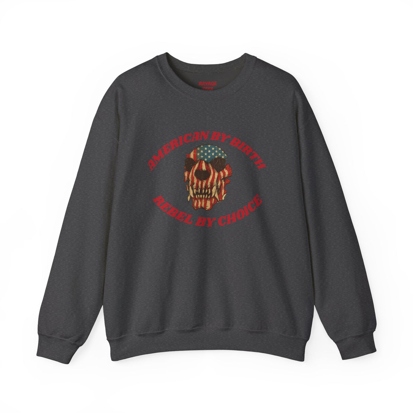 Rebel By Choice Sweatshirt, Vintage Skull Crewneck, American Pride Pullover, Gift for Biker Enthusiasts, Edgy Streetwear Fashion