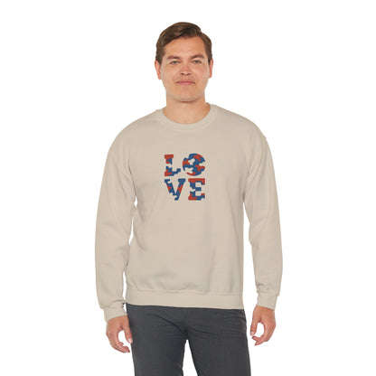 Patriotic Love Sweatshirt | Unisex Crewneck, Cozy Top for Celebrations, Gifts, Independence Day, Casual Style, Everyday Comfort