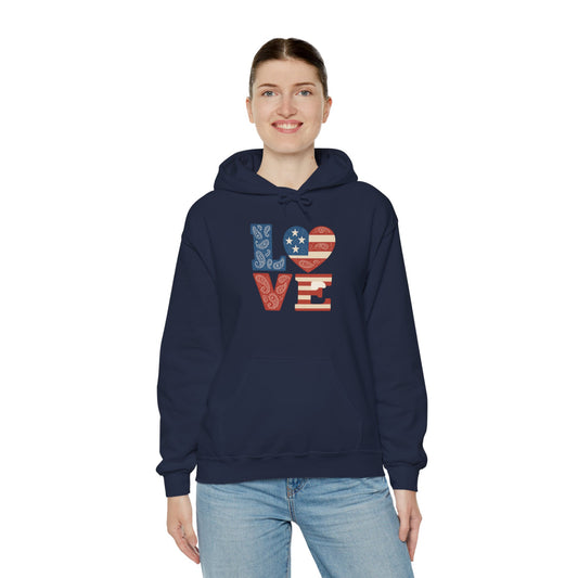 Unisex Hooded Sweatshirt with 'LOVE' Design - Cozy Gift for Friends, Valentine's Day, Casual Wear, Relaxation, Everyday Use