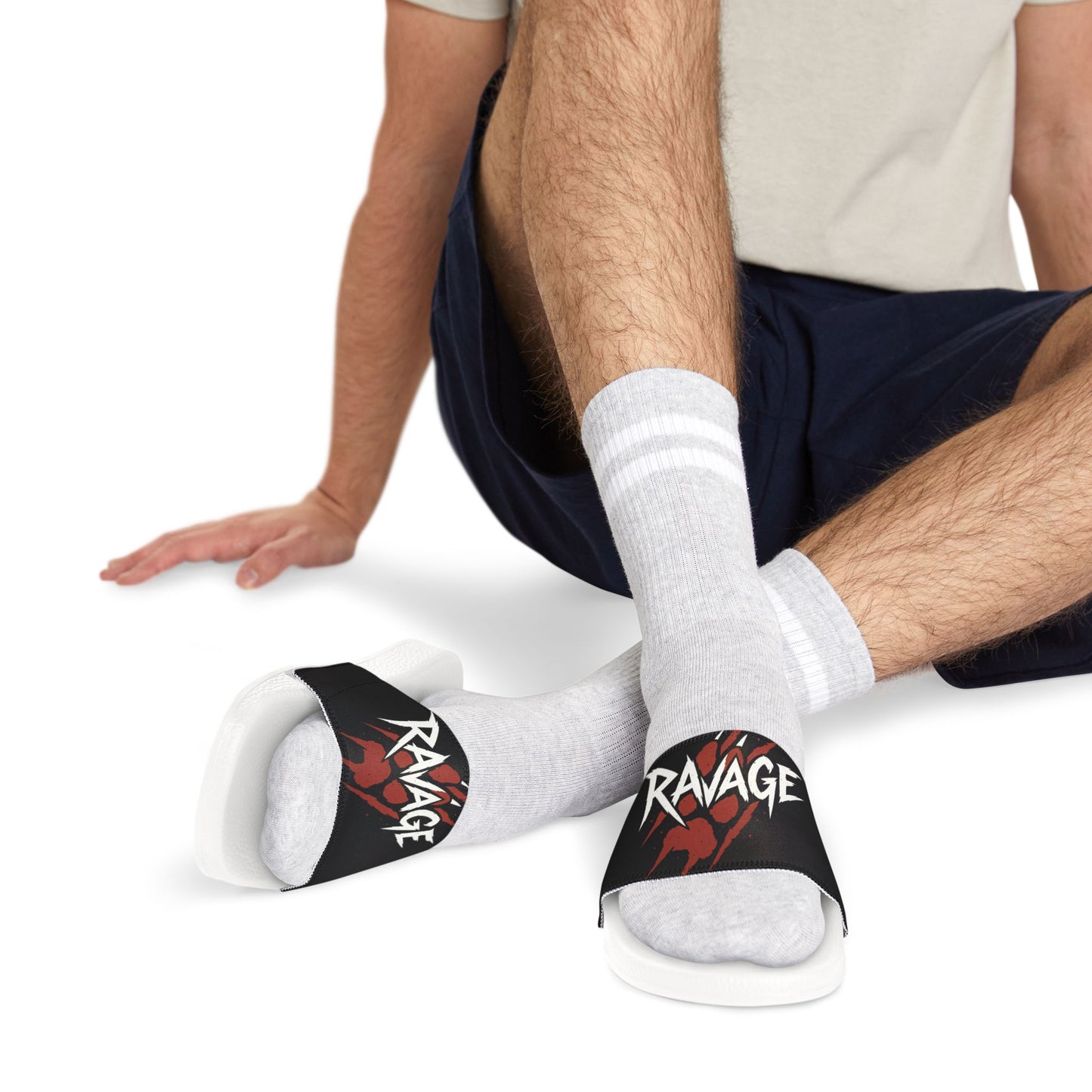 RAVAGE TEES Men's Removable-Strap Sandals/Slides