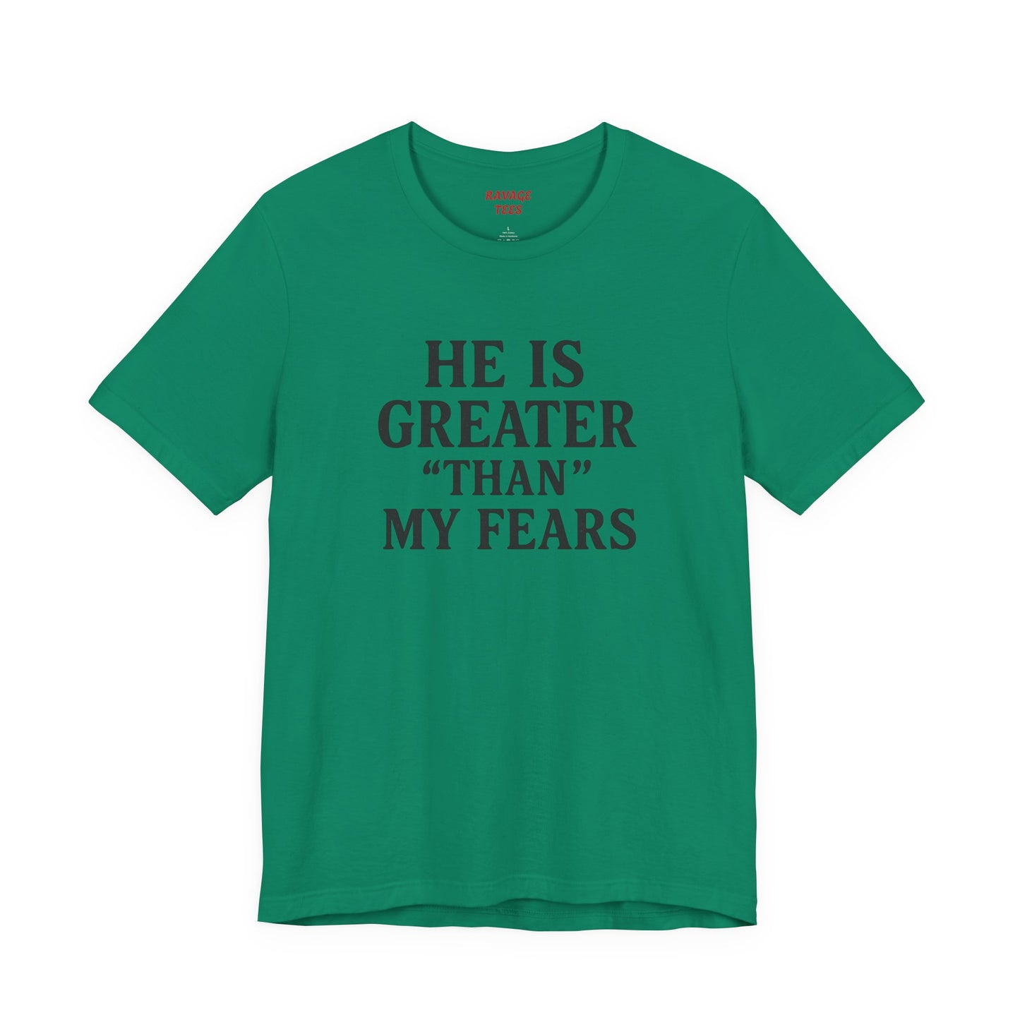 "He Is Greater Than My Fears" Christian Faith Cross T-Shirt