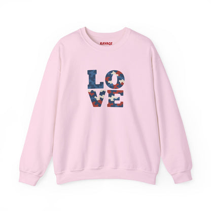 Patriotic Love Sweatshirt | Unisex Crewneck, Cozy Top for Celebrations, Gifts, Independence Day, Casual Style, Everyday Comfort