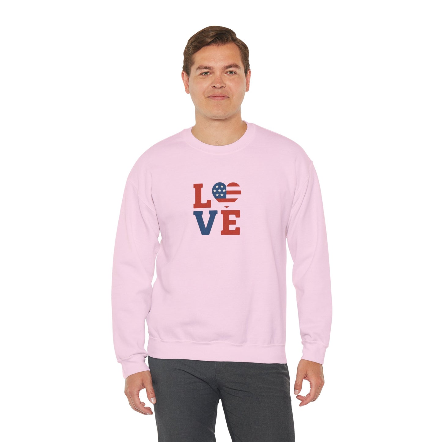 Patriotic Love Sweatshirt | Unisex Crewneck, Cozy Top for Celebrations, Gifts, Independence Day, Casual Style, Everyday Comfort