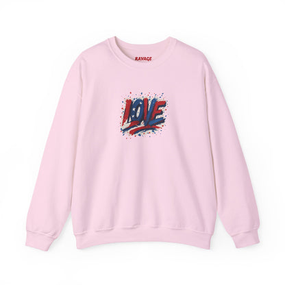 Patriotic Love Sweatshirt | Unisex Crewneck, Cozy Top for Celebrations, Gifts, Independence Day, Casual Style, Everyday Comfort