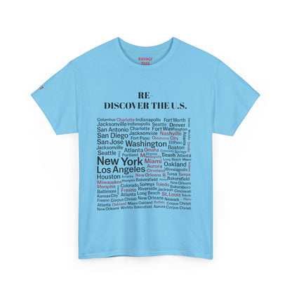 Re-Discover the U.S. Unisex Exploratory Travel T-Shirt, Adventure Tee, USA Discovery Shirt