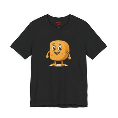 Happy Cheesy Square Character T-Shirt | Cute Cartoon Cheese Tee