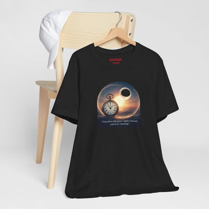 Time Flows Like Grace Cosmic Time Short Sleeve Tee, Celestial T-Shirt, Space Lover Gift, Astrology Shirt, Motivational Tee, Moon Phase Apparel