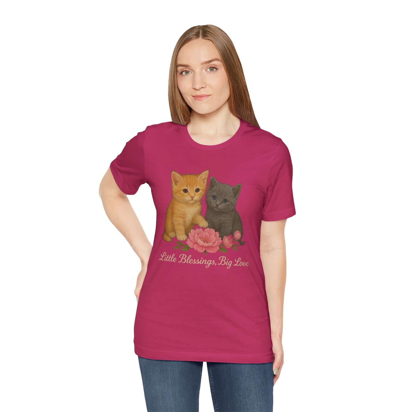 Cute Cat Graphic Tee, Casual Unisex Shirt