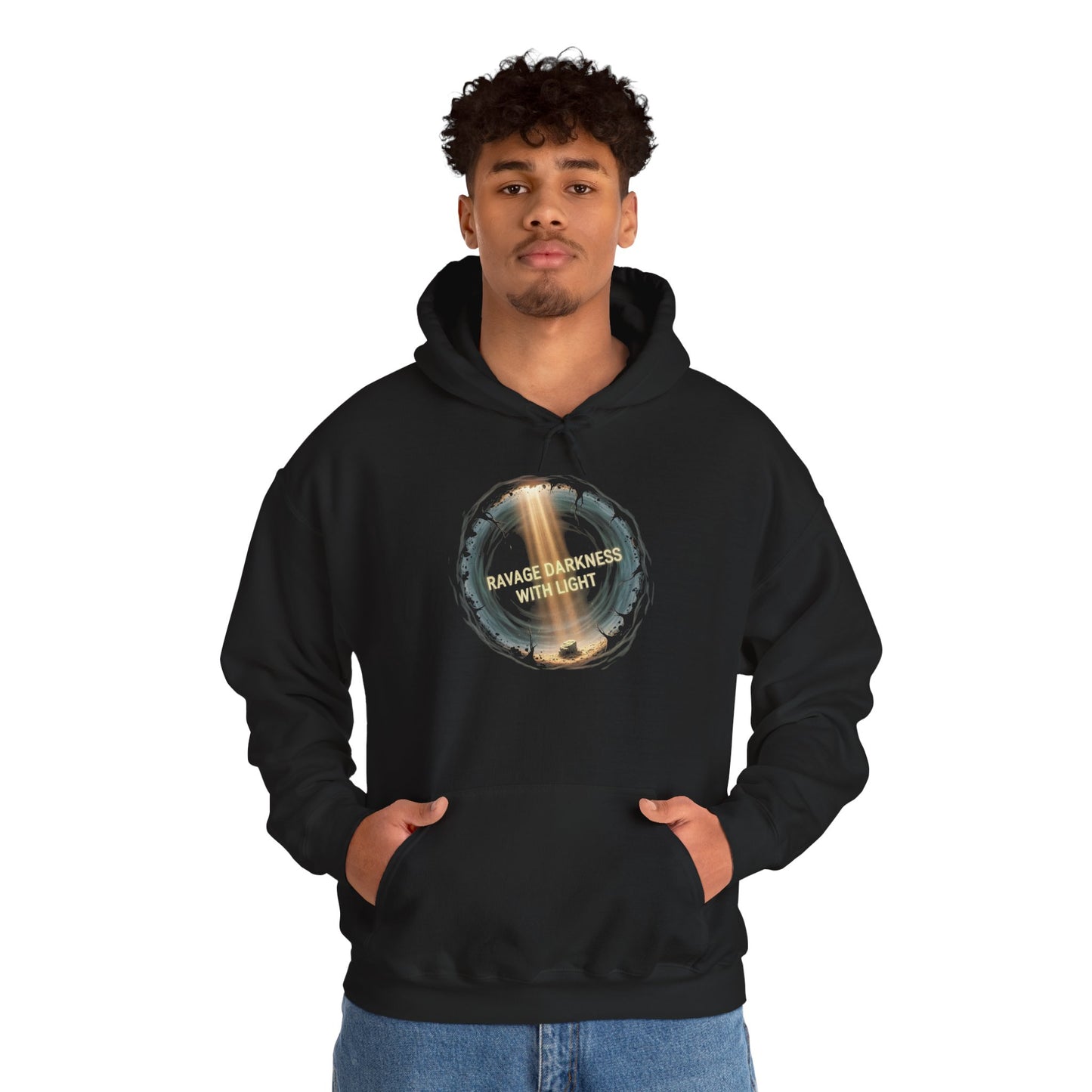 "Ravage Darkness With Light" Graphic Black Pullover Hoodie