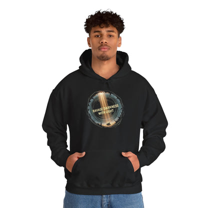 "Ravage Darkness With Light" Graphic Black Pullover Hoodie