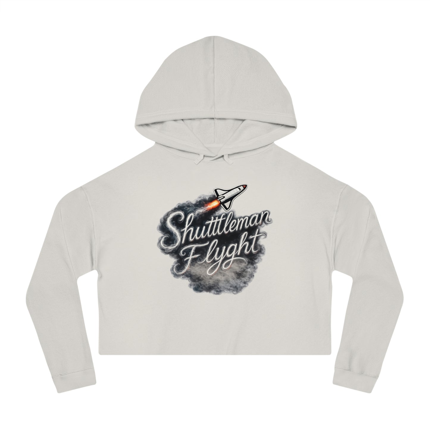 Cropped Hoodie - "Shuttleman Flight" Rocket Graphic
