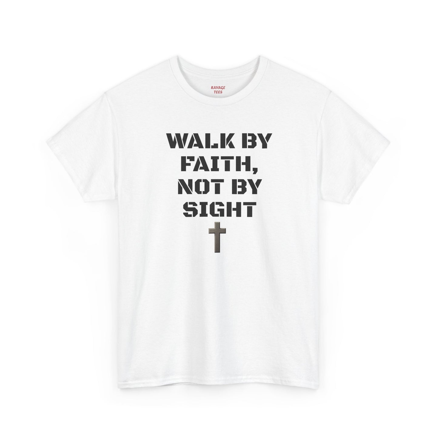 "Walk By Faith" Tee: Christian Bible Verse Unisex Heavy Cotton Shirt