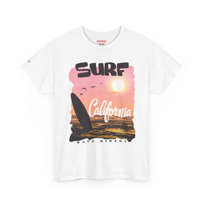 Surf California Suns Unisex Heavy Cotton Teet T-Shirt | Wave Riders Graphic Tee | Ravage Tees Beach & Surf Collection