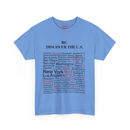Re-Discover the U.S. Unisex Exploratory Travel T-Shirt, Adventure Tee, USA Discovery Shirt