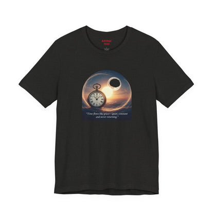 Time Flows Like Grace Cosmic Time Short Sleeve Tee, Celestial T-Shirt, Space Lover Gift, Astrology Shirt, Motivational Tee, Moon Phase Apparel