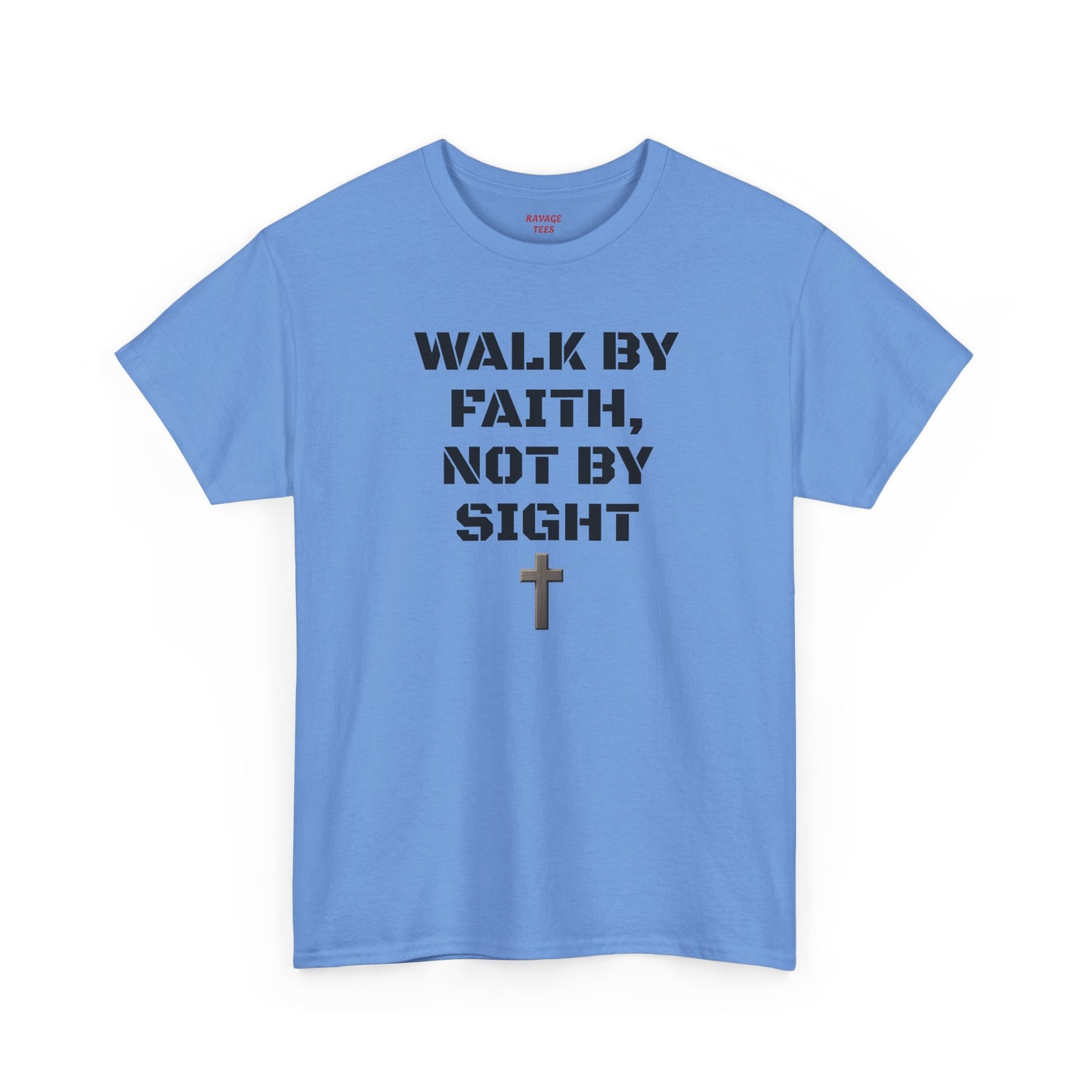 "Walk By Faith" Tee: Christian Bible Verse Unisex Heavy Cotton Shirt