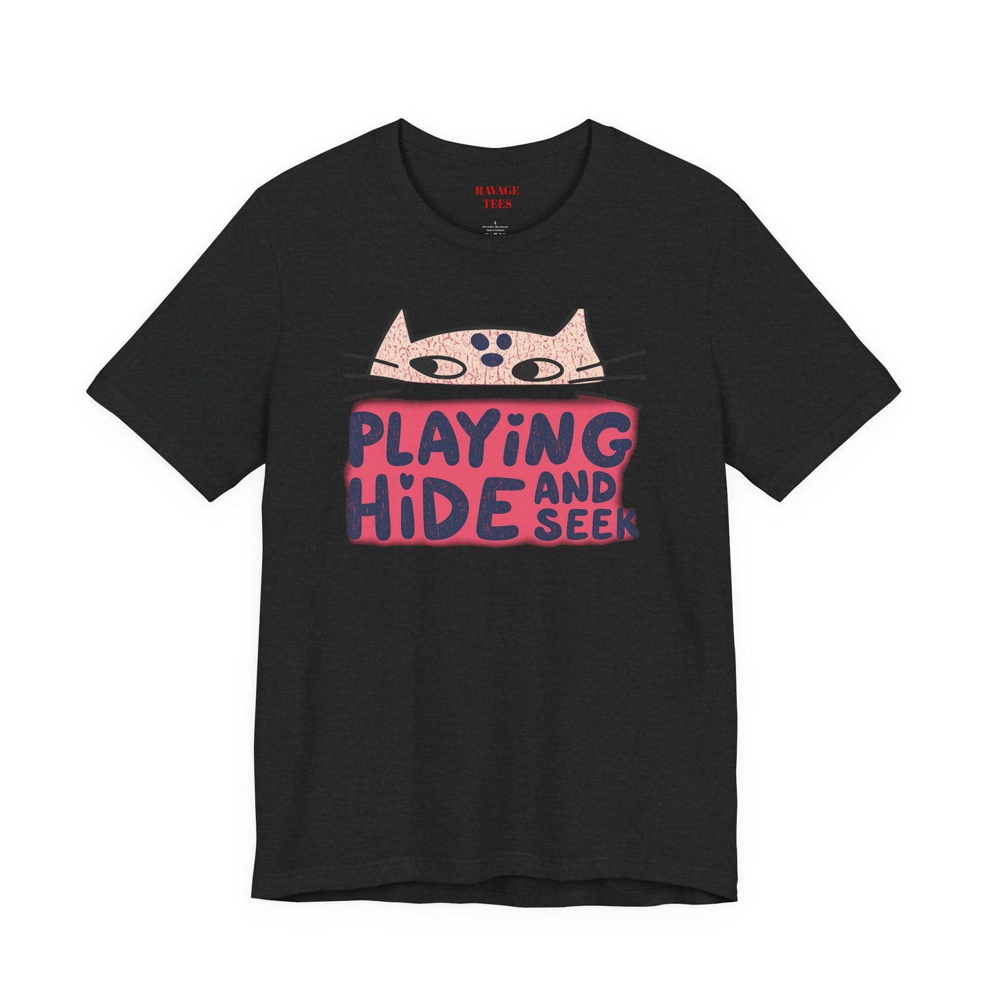 Playing Hide and Seek Cat T-Shirt — Cute Graphic Tee for Cat Lovers