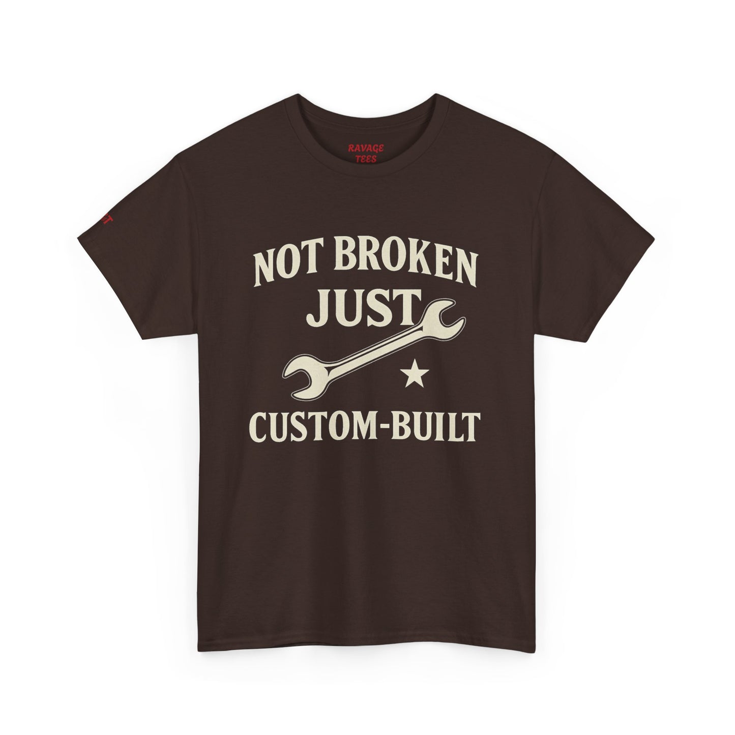 Not Broken Just Custom-Built Unisex Tee – Funny Mechanic T-Shirt, DIY Enthusiast Gift, Casual Workwear Shirt