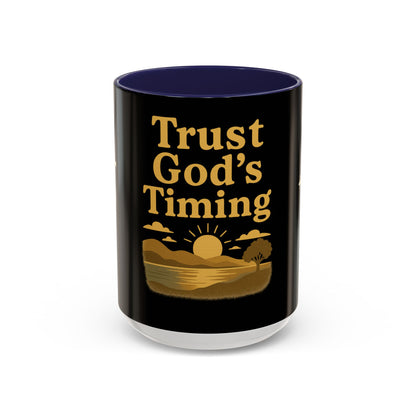 Trust God's Timing Christian Coffee Mug – Inspirational Accent Cup (11oz & 15oz), Faith-Based Gift for Coffee & Tea Lovers