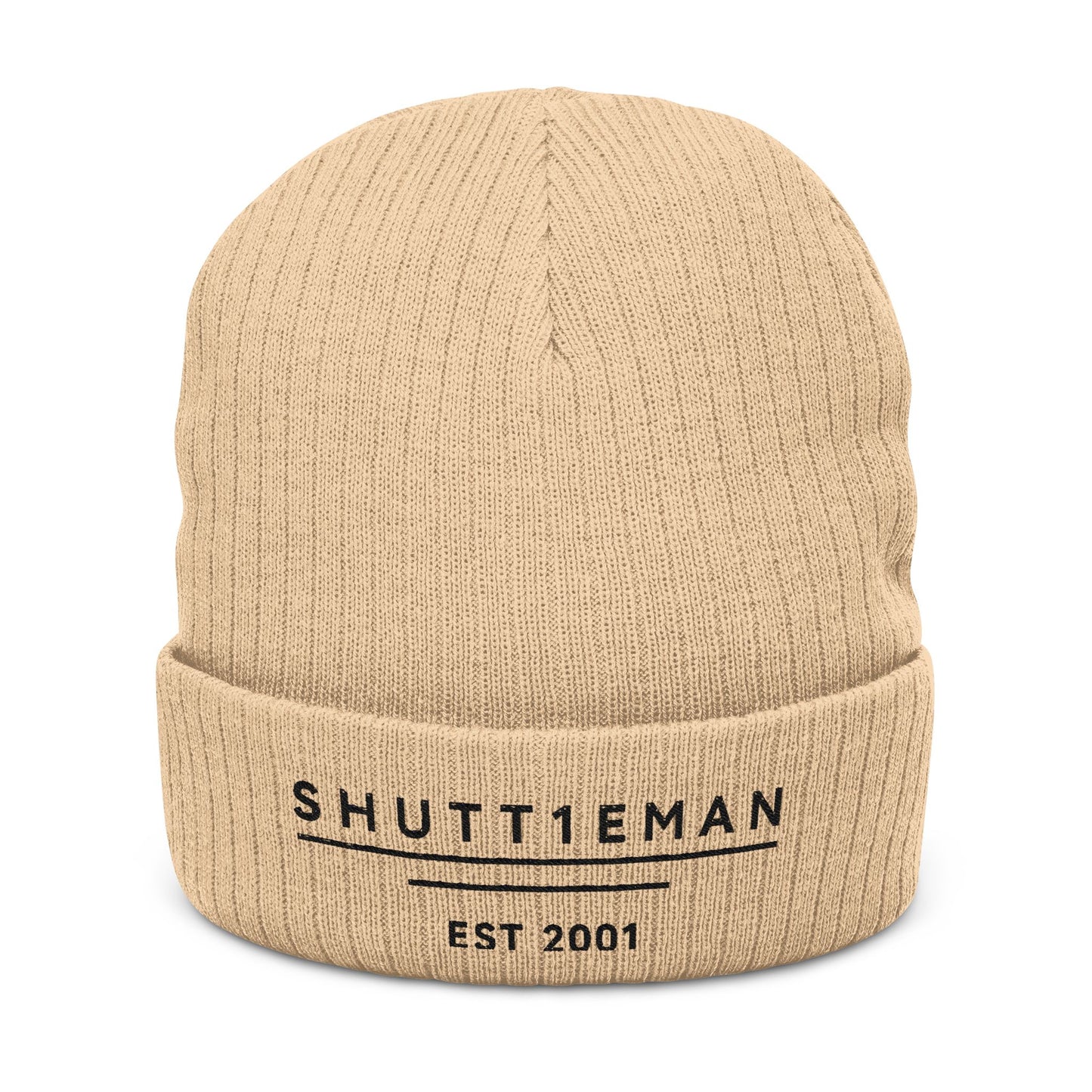 Embroidered Ribbed Beanie — SHUTTIEMAN EST 2001 Knit Hat