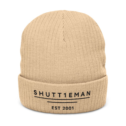 Embroidered Ribbed Beanie — SHUTTIEMAN EST 2001 Knit Hat