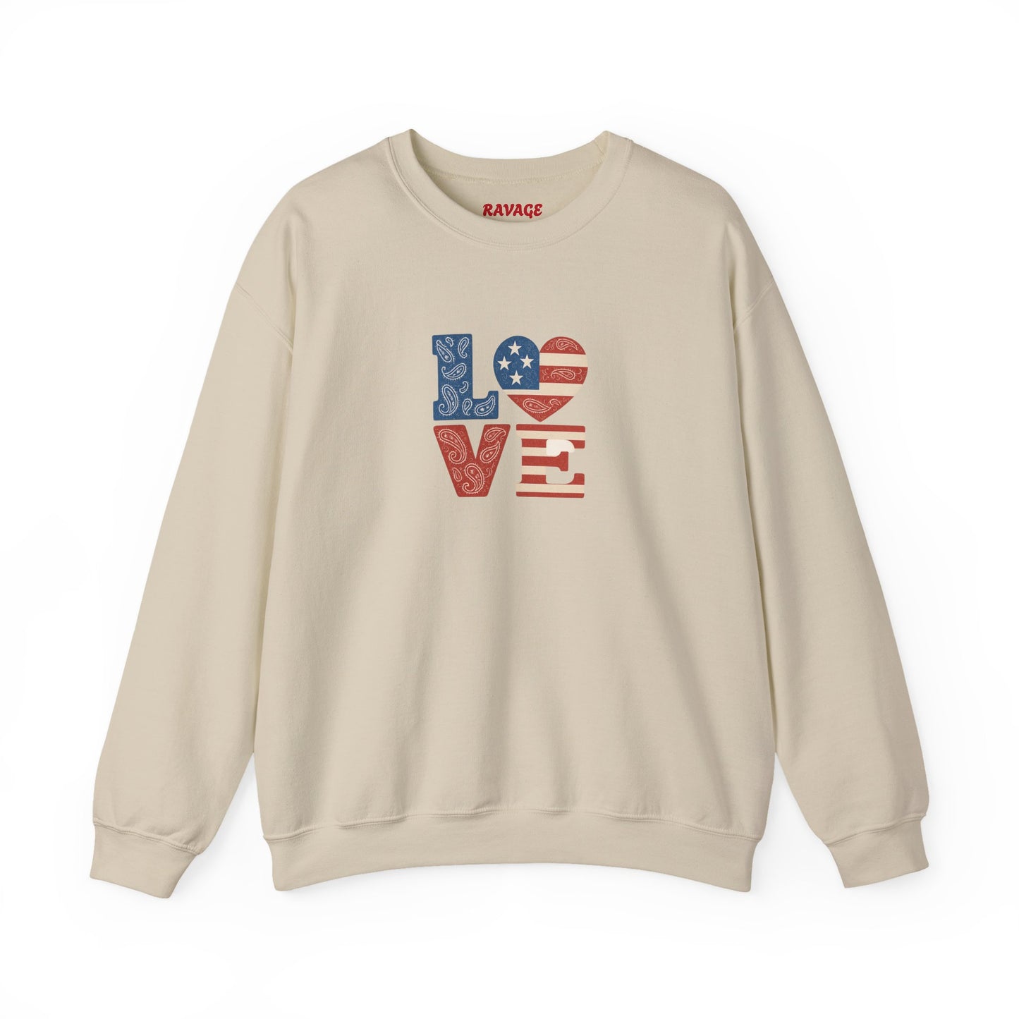 Patriotic Love Sweatshirt | Unisex Crewneck, Cozy Top for Celebrations, Gifts, Independence Day, Casual Style, Everyday Comfort