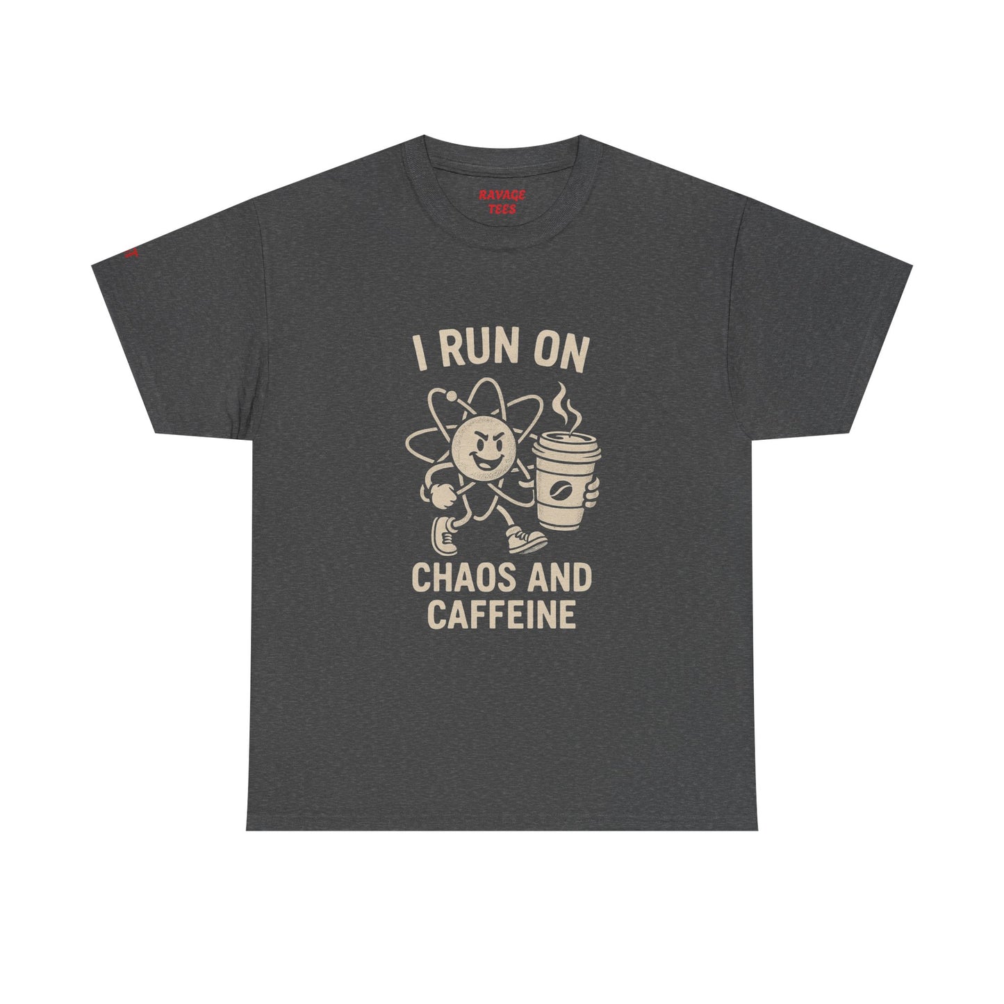 Coffee Lover's Unisex Tee - I Run on Chaos and Caffeine, Funny T-Shirt, Gift for Coffee Enthusiasts, Casual Wear, Relaxed Fit