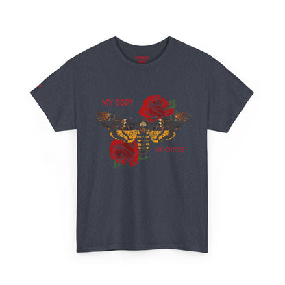 Your Body Your Choice Tee with Butterfly & Rose Design
