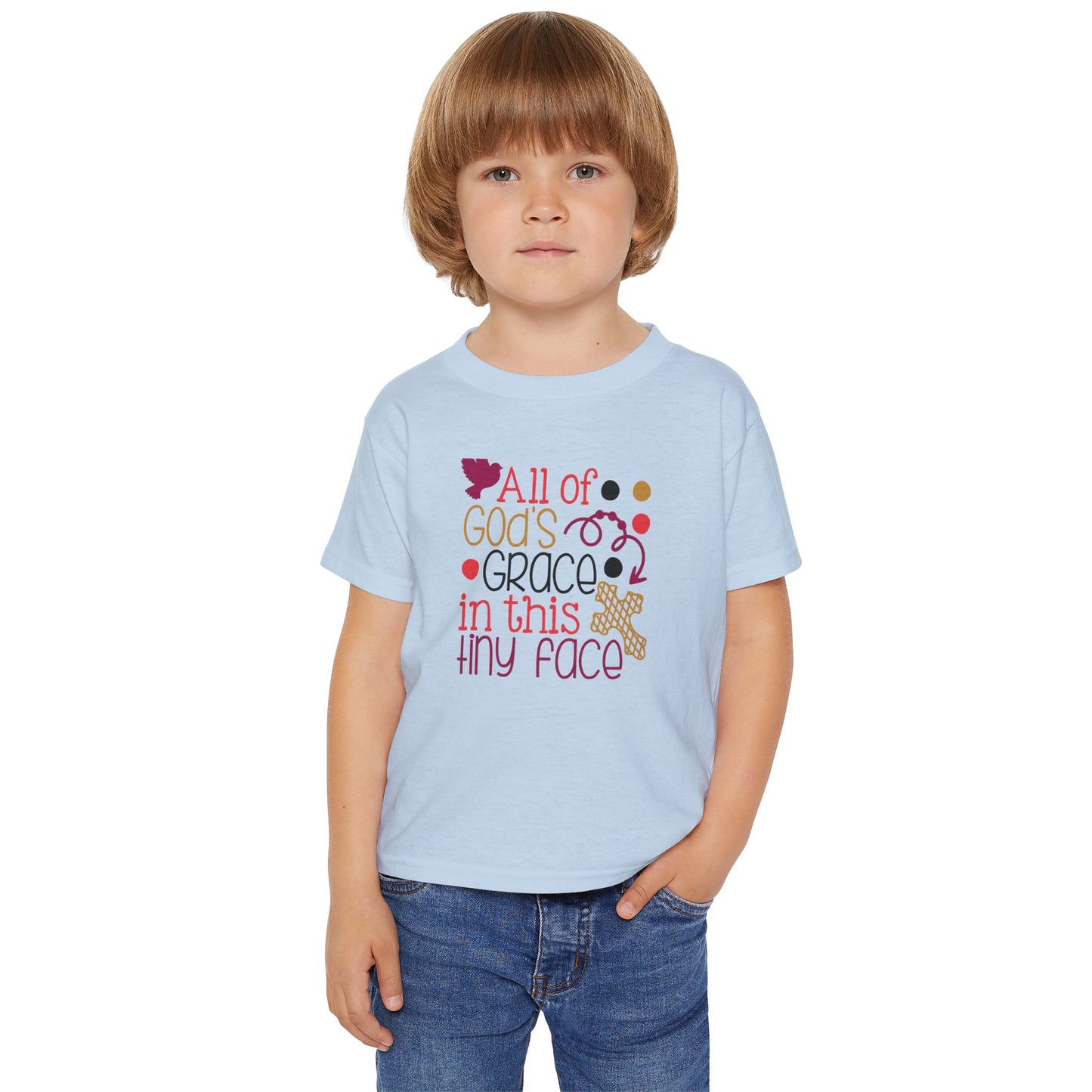 Toddler T-Shirt — "All of God's Grace in This Tiny Face" Cute Faith Baby Tee