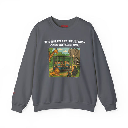Reversal of Roles-Fun Animal Crewneck Sweatshirt, Unisex Sweatshirt