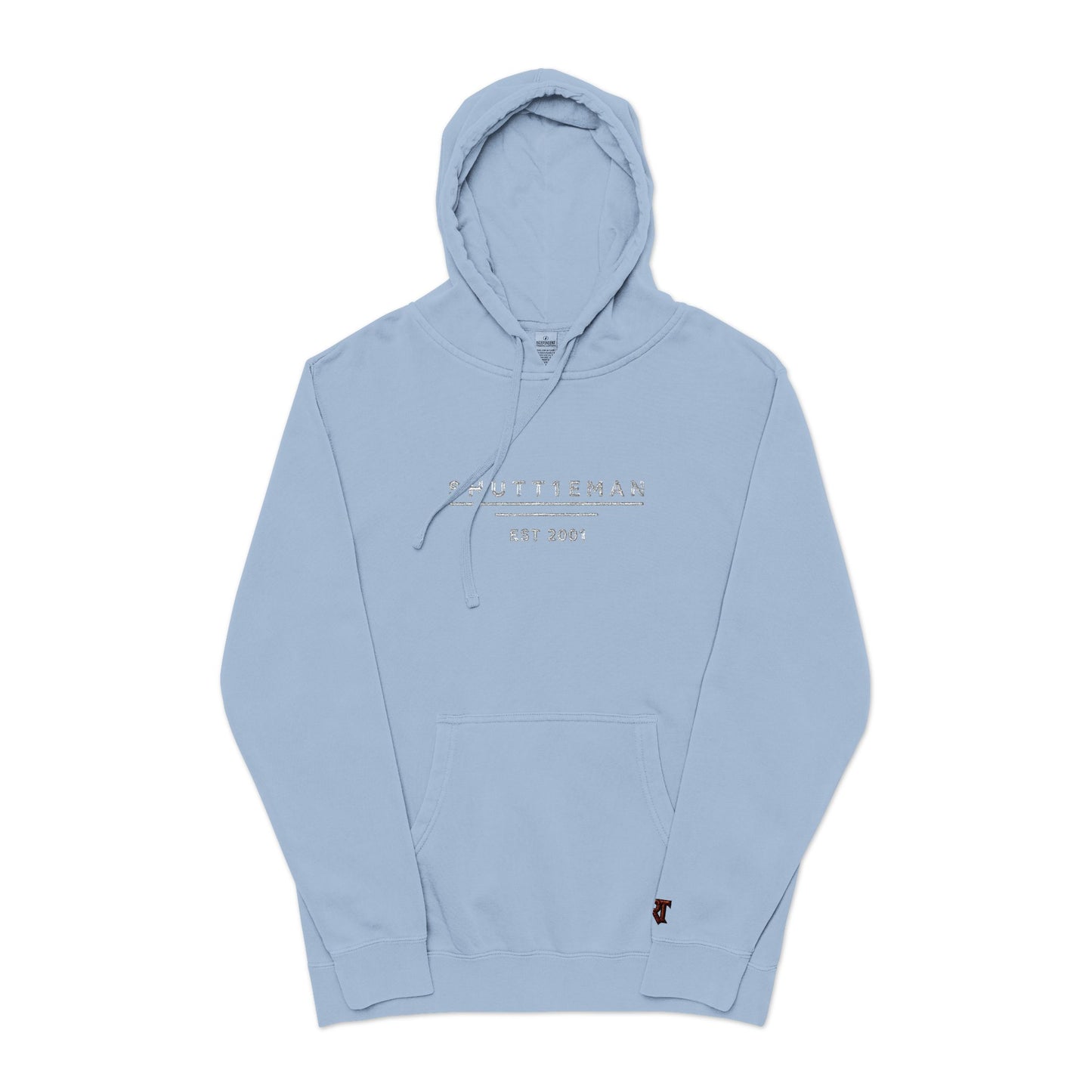 Shutt1eman Embroided Vintage Pigment Black-Dyed Hoodie
