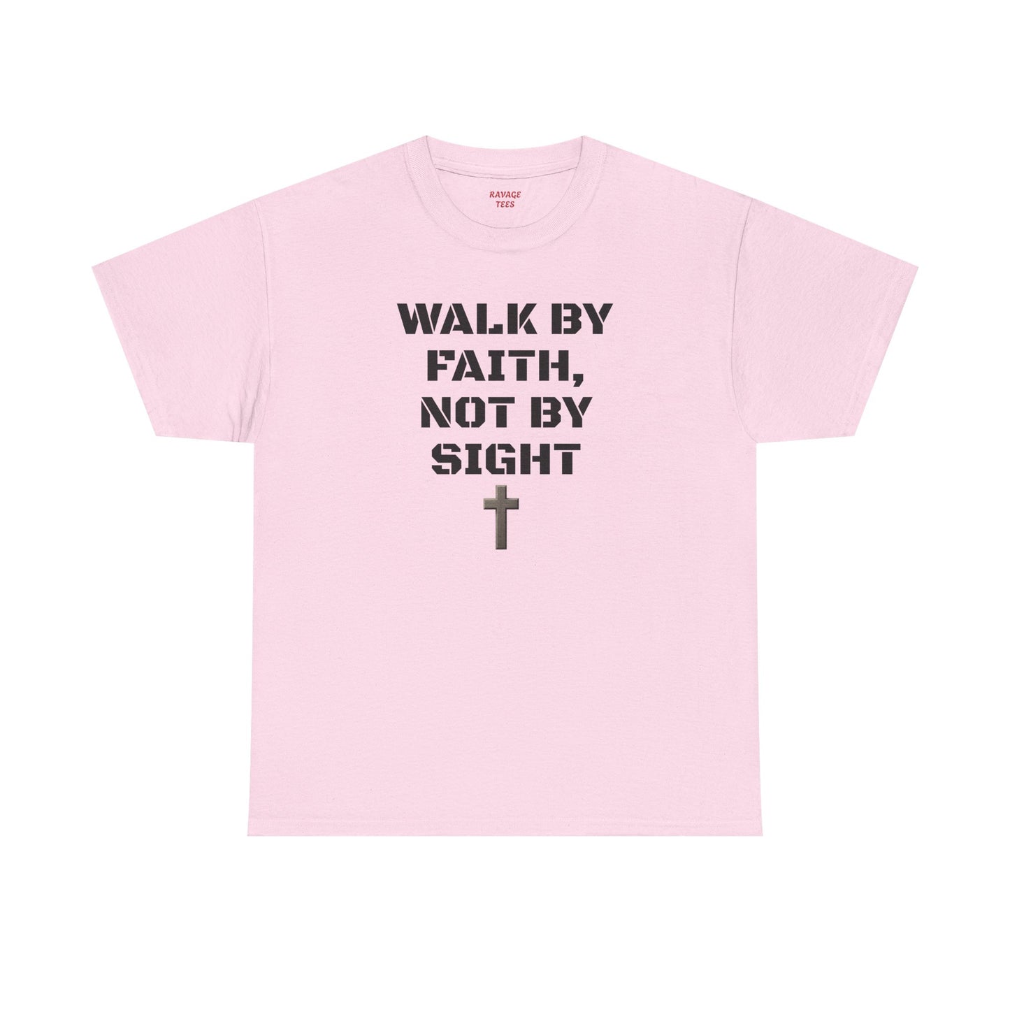 "Walk By Faith" Tee: Christian Bible Verse Unisex Heavy Cotton Shirt