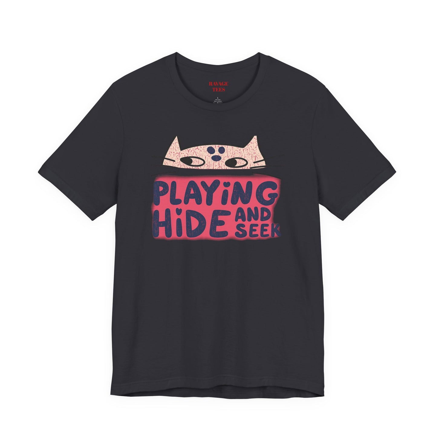 Playing Hide and Seek Cat T-Shirt — Cute Graphic Tee for Cat Lovers
