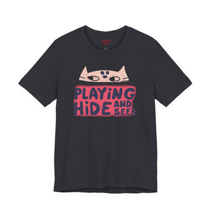 Playing Hide and Seek Cat T-Shirt — Cute Graphic Tee for Cat Lovers