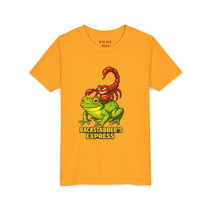Youth Tee - "Backstabber's Express" Frog & Scorpion Graphic
