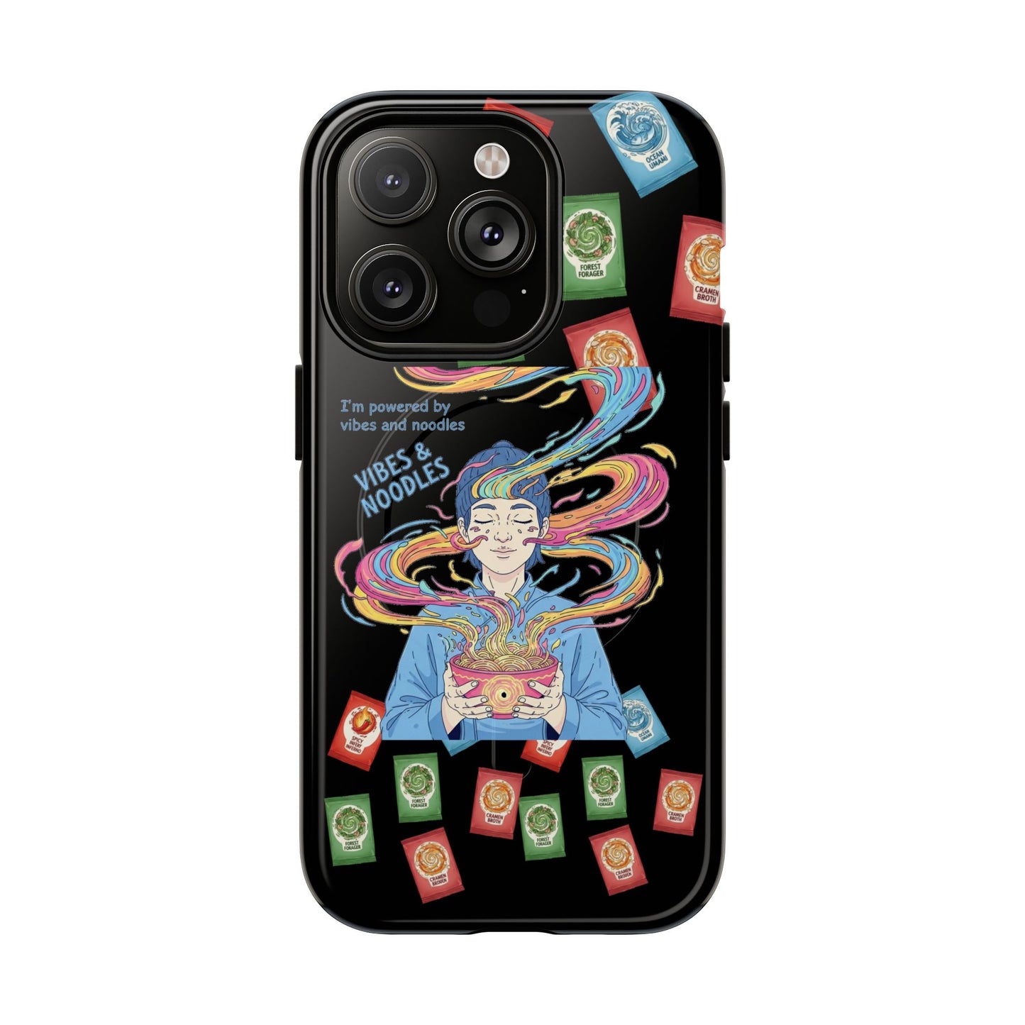 Noodle Lover Phone Case: Vibrant Cute Foodie Magnetic Anime Style